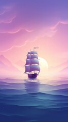 Majestic naval frigate sailing in the open ocean, dramatic sky, focus on the powerful silhouette and waves - obrazy, fototapety, plakaty