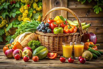 Balanced diet based on raw organic vegetables and fruits