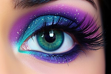 Fototapeta premium Luminous Galaxy Eyeshadow Palettes: Glitter Galaxy Makeup Tutorials