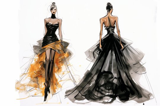 Artistic Haute Couture Fashion Sketches: Expressions of Couture Elegance