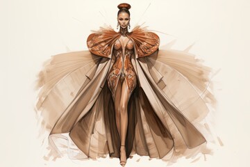 High-End Haute Couture Fashion Sketches: Visionary Creations in High Fashion