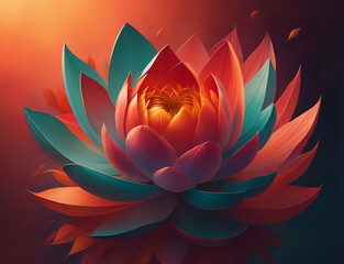 orange roter Blühender Lotus