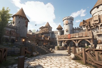 Fototapeta premium VR Medieval Castle Experiences: Explore Virtual Marketplaces