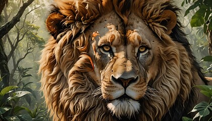 Portrait of a Lion - obrazy, fototapety, plakaty