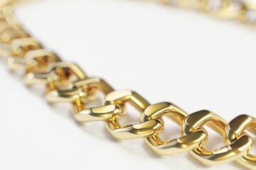Obraz premium A luxurious 18k golden with stainless steel 316L cuban chain link necklace rests upon a background capturing the essence of wealth, style and elegance. Great as product design inspiration