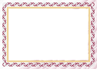 Horizontal  frame and border with Qatar flag