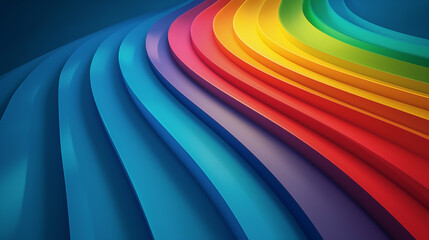 Creative Abstract 3D background. Rainbow Colors, Fluid Motion, Harmony. Minimal Design. Waves, Folds, Shapes, Curves, Maze. Liquid, Plastic, Art, Fun, Decor. Equality, Diversity, Human Rights, Pride.