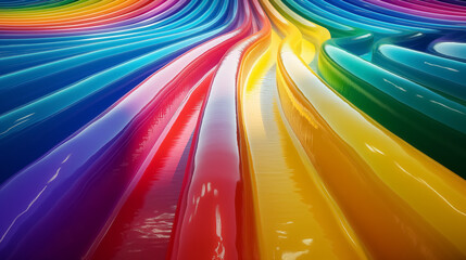Creative Abstract 3D background. Rainbow Colors, Fluid Motion, Harmony. Minimal Design. Waves, Folds, Shapes, Curves, Maze. Liquid, Plastic, Art, Fun, Decor. Equality, Diversity, Human Rights, Pride.