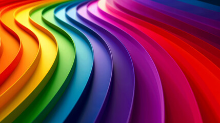 Creative Abstract 3D background. Rainbow Colors, Fluid Motion, Harmony. Minimal Design. Waves, Folds, Shapes, Curves, Maze. Liquid, Plastic, Art, Fun, Decor. Equality, Diversity, Human Rights, Pride.