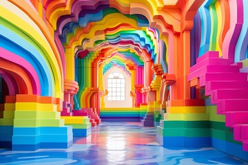 Vibrant Spectrum Murals: Polychromatic Rainbow Art Installations