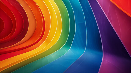 Creative Abstract 3D background. Rainbow Colors, Fluid Motion, Harmony. Minimal Design. Waves, Folds, Shapes, Curves, Maze. Liquid, Plastic, Art, Fun, Decor. Equality, Diversity, Human Rights, Pride.