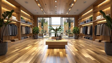 Sleek design in apparel shop creates an inviting atmosphere for trend seekers.