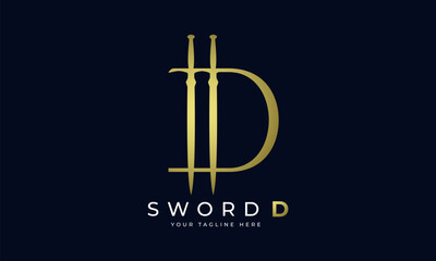 Sword letter D Logo