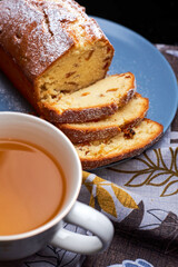 fresh raisin muffin and cup of tea