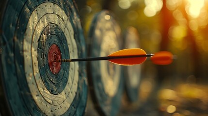 Perfect alignment of arrows on a target reflects skill in hitting goals with accuracy.