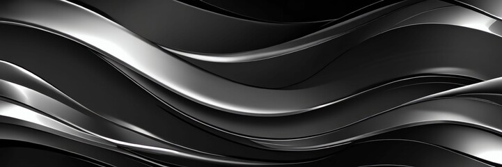 black Chrome Metal Wave Background.