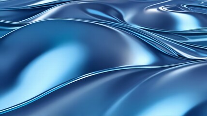 blue Chrome Metal Wave Background.