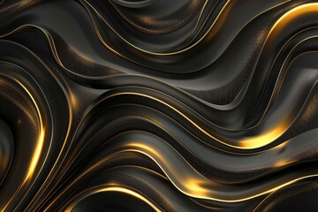 Abstract wavy black and gold background