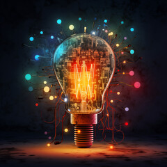 AI Colorful light bulb sparkle grunge illustration