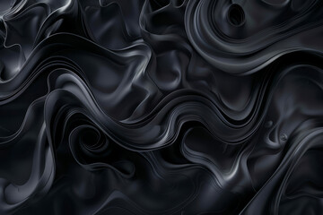 Dark abstract background with swirling shapes and curves made of glossy paper or silk