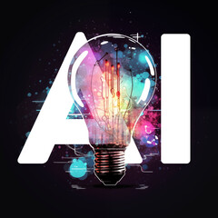 AI Colorful light bulb explosion glow illustration