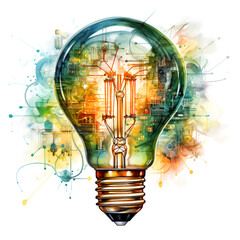 AI Colorful light bulb explosion glow illustration