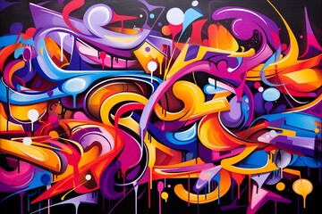 Vibrant Graffiti Wall Murals and Abstract Street Art Juxtaposition
