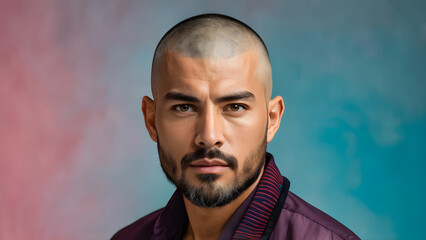 Pastel Buzz Cut: Youthful Elegance, Vibrant Pastel Scene: Modern Buzz Cut Style, Stylish Buzz Cut on Pastel Background, Contemporary Buzz Cut with Pastel Aesthetic