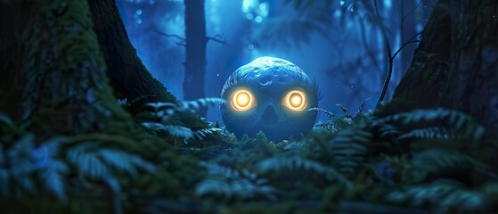 Enchanted forest mysterious glowing orb - obrazy, fototapety, plakaty