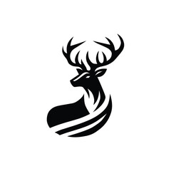 Deer Vector Logo Black And White