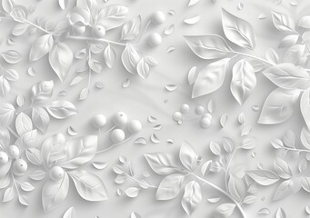 A white background with white leaves and white berries