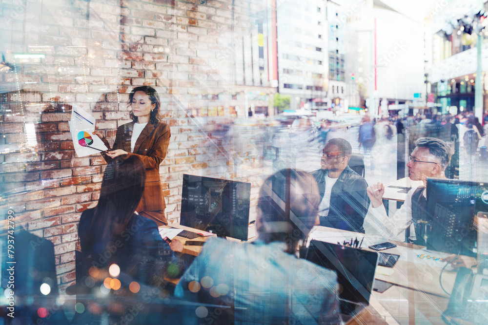 Canvas Prints Business people in office work together during a meeting