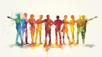 Obraz premium Illustration of group of people supporing each other