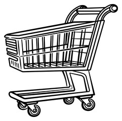 shopping cart in super market without background