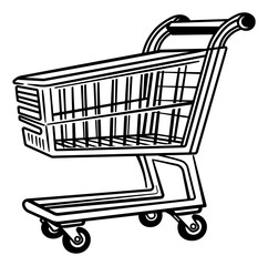 shopping cart in super market without background