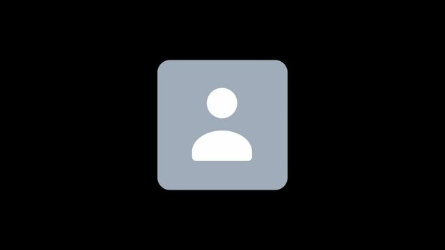 Default Avatar Profile Icon Vector. Social Media User Image. Footage animation 4k alpha channel transparent.