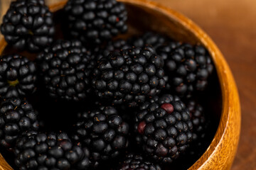 ripe blackberries covered with drops of water