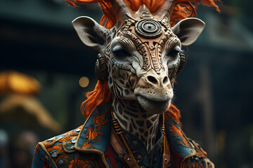 Giraffe in tribal style