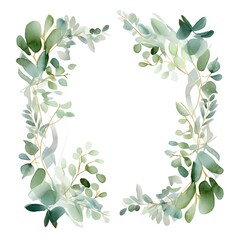 Watercolor wreath with eucalyptus branches and leaves. Hand painted illustration isolated on white background