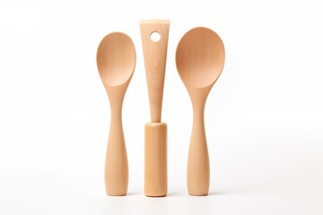 wooden spoon and fork isolated