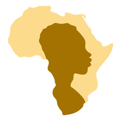 Vector illustration of Africa Map with man silhouette on transparent background