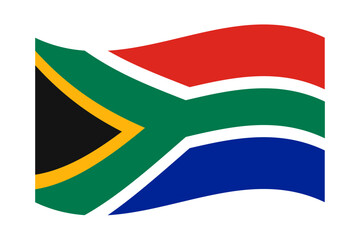 Vector illustration of wavy South Africa flag on transparent background