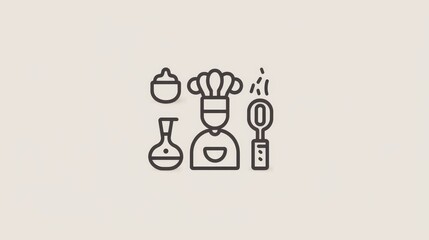 Minimalist gold whisk icon on a dark background perfect for culinary themes