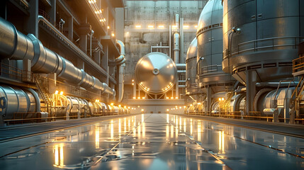 Cutting-Edge Reactor Design for Nuclear Plants in Cinematic Photographic Style with