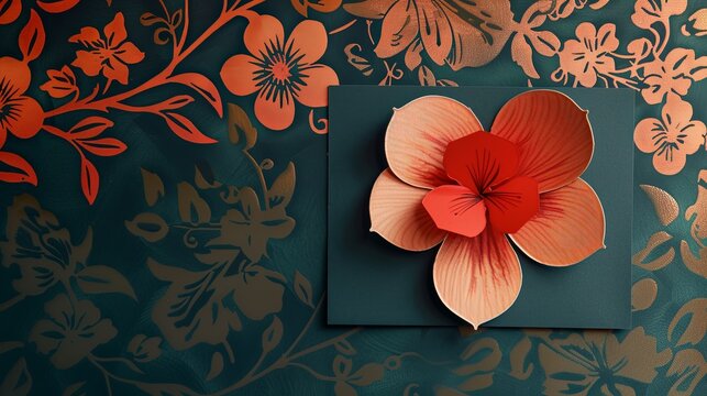Close up of creative paper flowers on blue background happy mother's day
