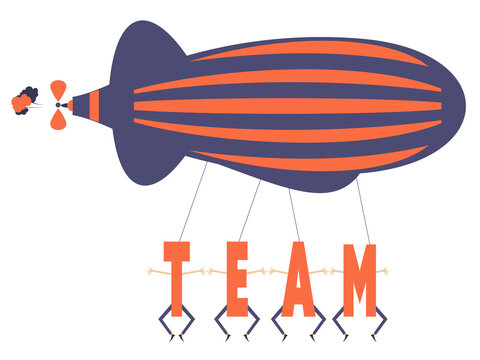 recommend clip art: Business. Team work in business concept. 
Letters T, E, A, M flying on the airship. Isolated on white background
