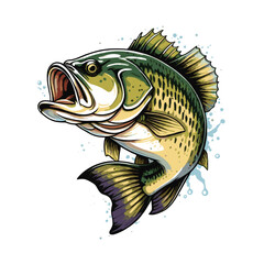 Big Bass Fish Vintage Engraved Style