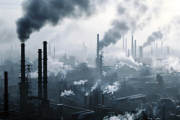 Examining the Environmental Impact of Industrial Activities on Air and Public Health - obrazy, fototapety, plakaty