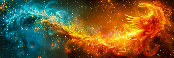 Cosmic Nebula and Starry Sky, Abstract Astronomy Art, Mysterious Universe Exploration Background