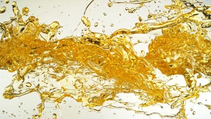 Sunflower Oil Splashing on White Background.